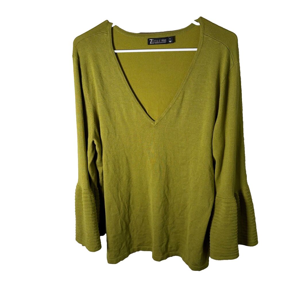 7th Avenue New York & Company Sweater Women's XL Green Flare Sleeve Knit